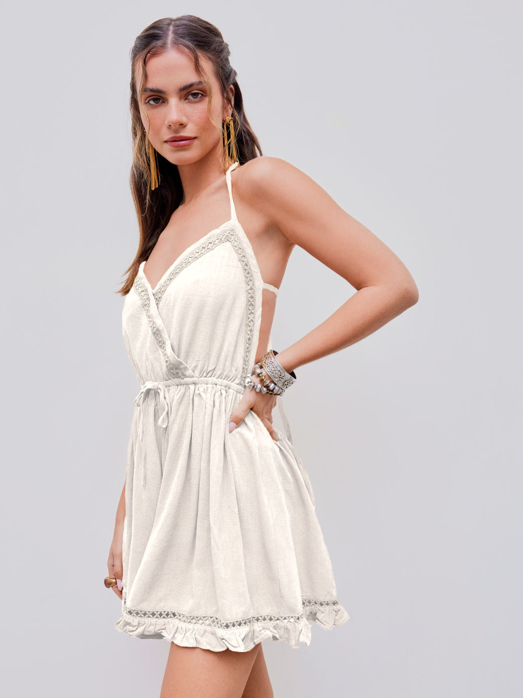 Relaxed White Dress With Texture